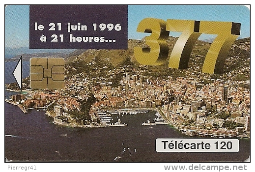 2-CARTES-PUBLIC-MONACO-120U-MF42/42a-SO3-06/96-CHANGEMENT N°-JG Et JD-UTILISE-TBE - Monace