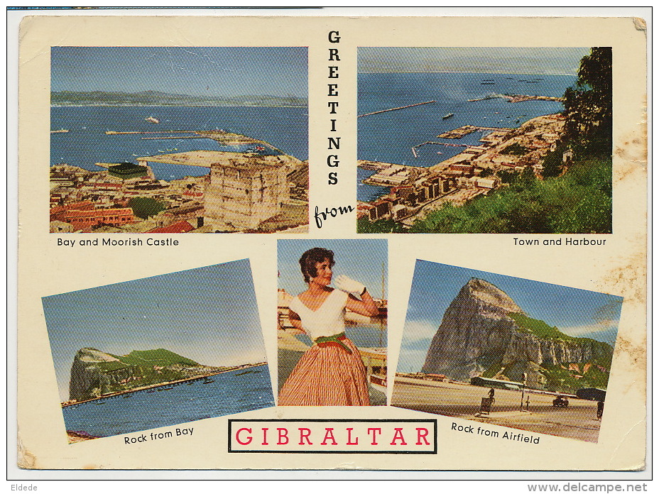 Greeting From Gibraltar P. Used 1963 Airfield Beautiful Girl Some Defects - Gibraltar