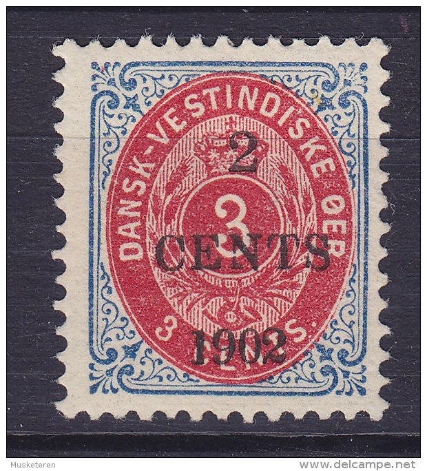 Danish West Indies AFA 18By 2 CENTS / 3 C. Provisorium ERROR Variety "Broken N" MH* (3 Scans) - Denmark (West Indies)