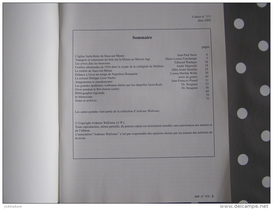 ARDENNE WALLONNE N° 113 Régionalisme Givet Ham Sur Meuse Vireux Molhain Vaulet Révolution Houille Tonlieu Transport Bois - Champagne - Ardenne