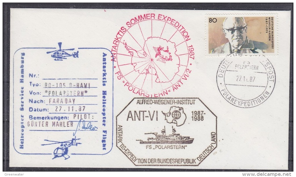 British Antarctic Territory 1987 Heli Flight (27.11.87) From Polarstern To Faraday Cover Si Pilot (20314) - Andere & Zonder Classificatie