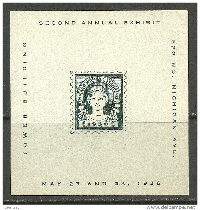 USA 1930 Vignette The First Womans Stamp Club Chicago II. Annual Exhibit MNH - Cinderellas