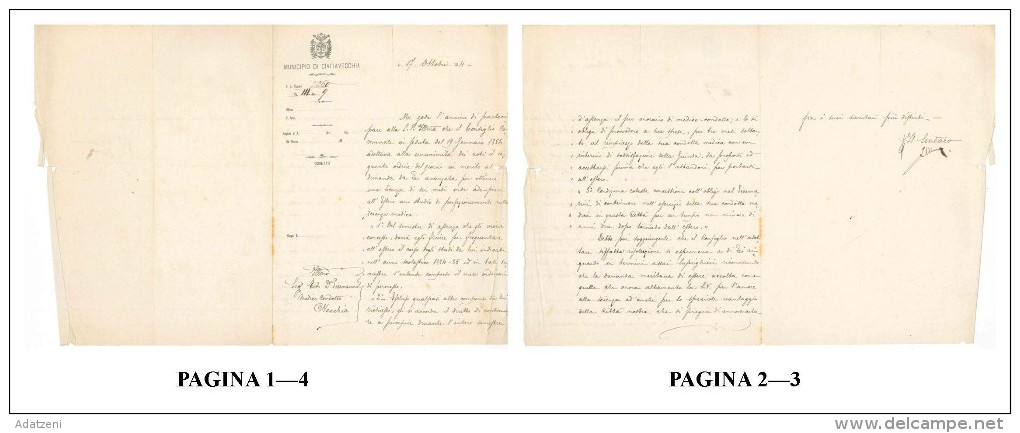 ART.BF – MUNICIPIO DI CIVITAVECCHIA P.G. NUMERO 2360 TIT. III ART 9 DEL 17 OTTOBRE 1884 IN QUESTO ATTO MANOSCRITTO - Decreti & Leggi