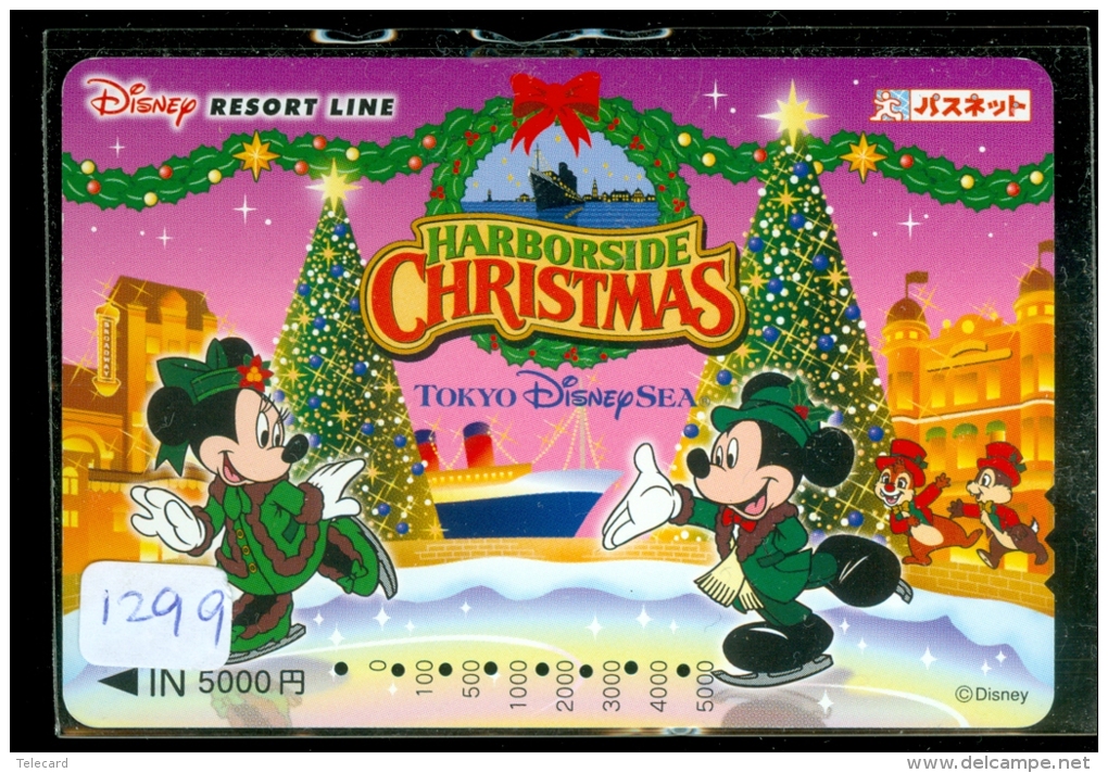 Carte Prépayée Japon * DISNEY  (1299) CHRISTMAS * TOKYO DISNEY RESORT * TRAIN * RESORT LINE * PREPAID CARD JAPAN * - Disney