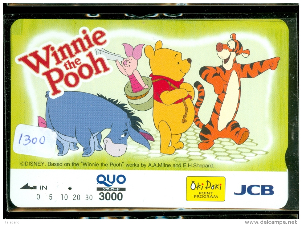 Carte Prépayée Japon * Ourson WINNIE POOH * Cochon Ane Tigre  (1300)  Banque JCB * Japan Prepaid Card Quo Karte CINEMA - Disney