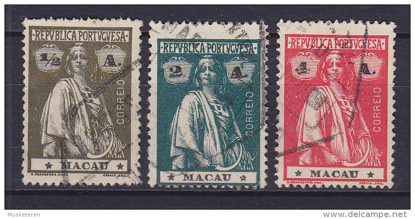 Macau 1921-22 Mi. 208 YA, 210 YA, 211 YA Ceres Perf. 15 X 14 - Used Stamps