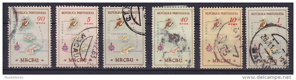 Macau 1956 Mi. 406, 408-409, 411-12 Landkarte Map - Oblitérés