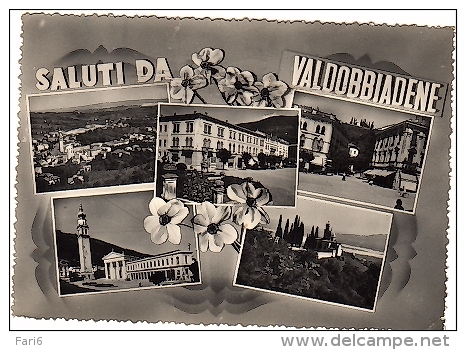 T2078 CARTOLINA TREVISO SALUTI DA VALDOBBIADENE VEDUTE VEDUTINE - Treviso