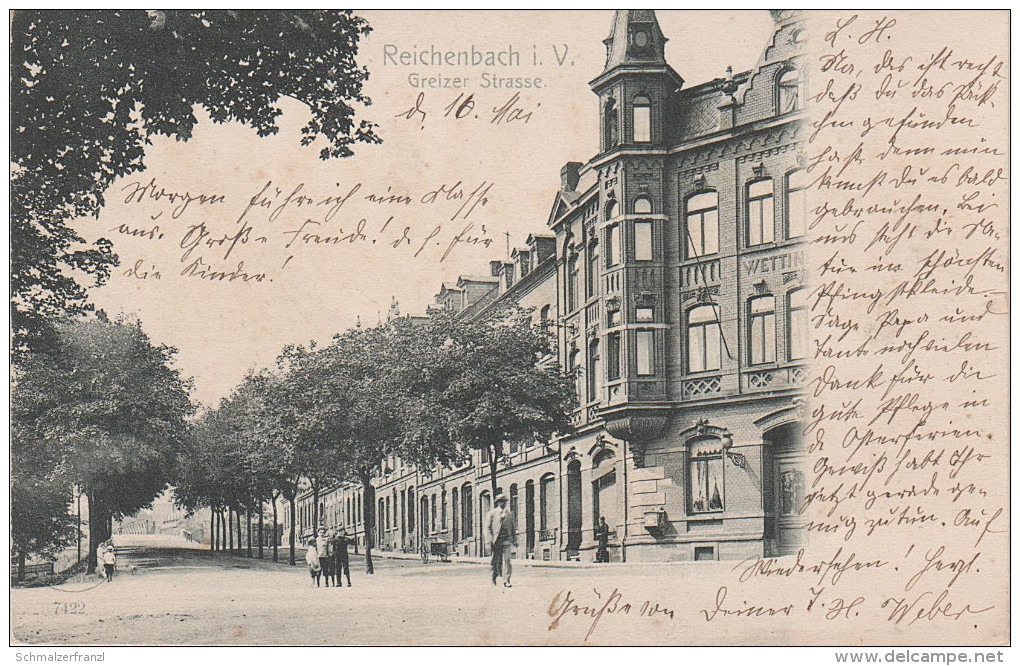 AK Vogtland Reichenbach Stempel Greizer Strasse Wettiner Gasthof ? Leute Bei Plauen Zwickau Werdau Lengenfeld Netzschkau - Reichenbach I. Vogtl.