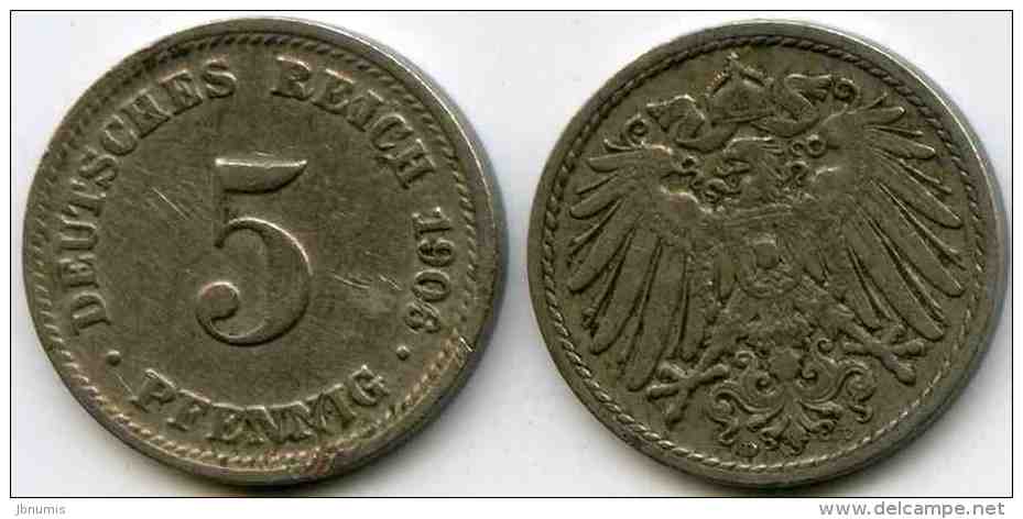 Allemagne Germany 5 Pfennig 1906 D J 12 KM 11 - 5 Pfennig