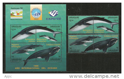 URUGUAY. Rorqual Commun,baleine De Minke,Baleine à Bosse,baleine Franche Australe. Un B-F + Série Neufs ** - Baleines