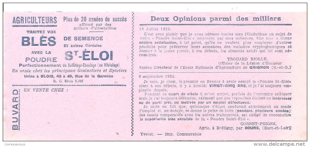 Buvard ST ELOI Agriculteurs Traitez Vos Blés Avec La Poudre St Eloi - Agricoltura