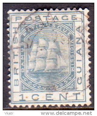 British Guiana 1876 SG #126 1c VF Used Wmk Crown CC - British Guiana (...-1966)