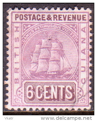 British Guiana 1889 SG #197 6c VF Used Wmk Crown CA Two Pinholes - British Guiana (...-1966)