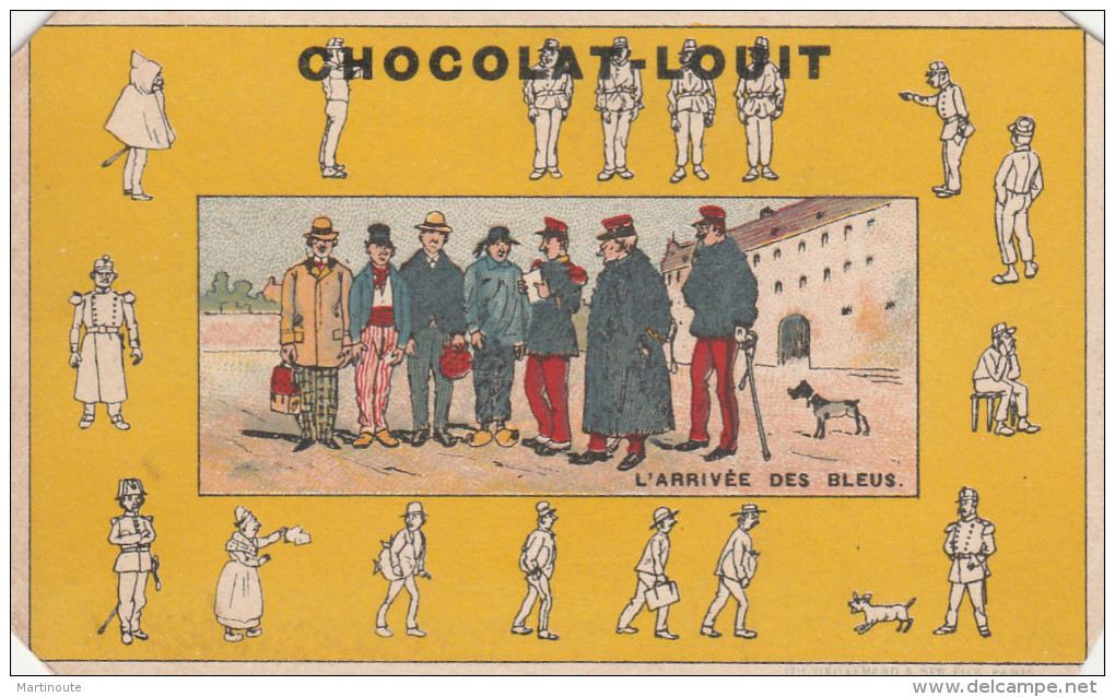 -  CHROMO Chocolat LOUIT- L'arrivée Des Bleus - Dos Légèrement Abimé Par Le Décollage De L´album - 137 - Louit