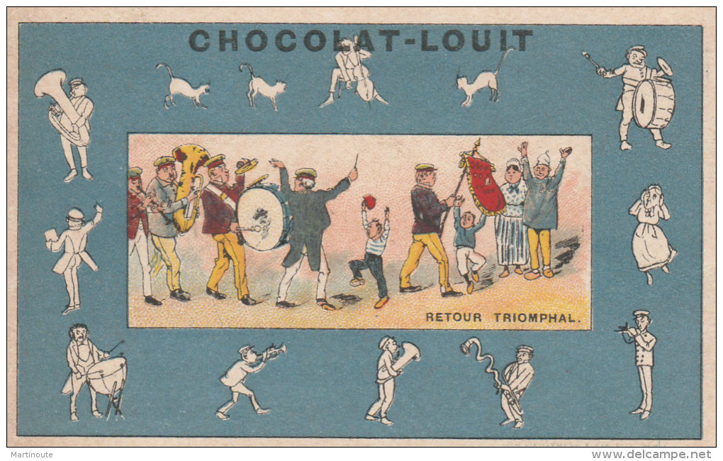 -  CHROMO Chocolat LOUIT- Retour Triomphal - Dos Légèrement Abimé Par Le Décollage De L´album - 141 - Louit