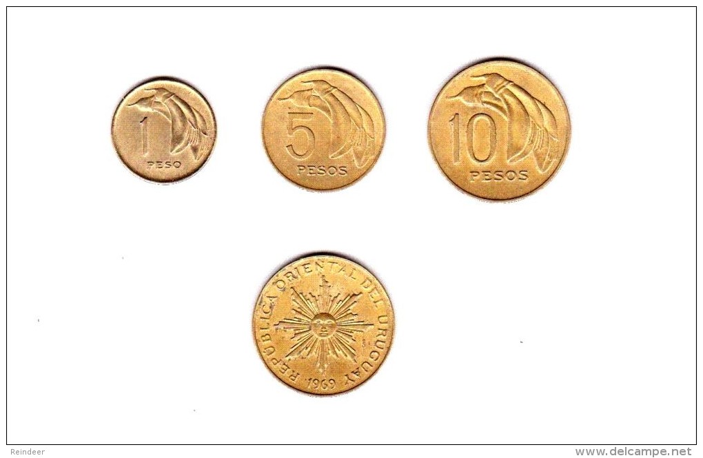 ® URUGUAY 1968-1969: LOTE De 6 Monedas - Bronce - Uruguay