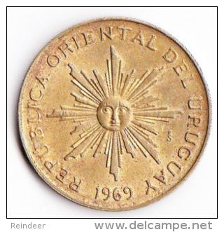 ® URUGUAY 1968-1969: LOTE de 6 monedas - bronce