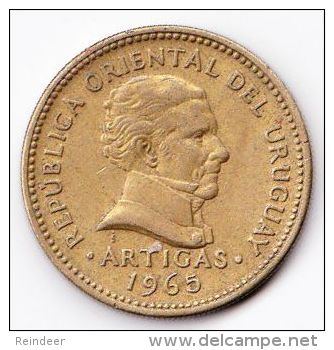 ® URUGUAY 1965: LOTE de 5 monedas - aluminio y bronce