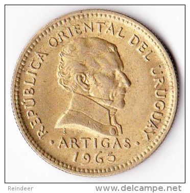 ® URUGUAY 1965: LOTE de 5 monedas - aluminio y bronce