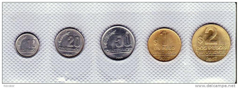 ® URUGUAY: Lote De 5 Monedas 1994-2008 - Uruguay