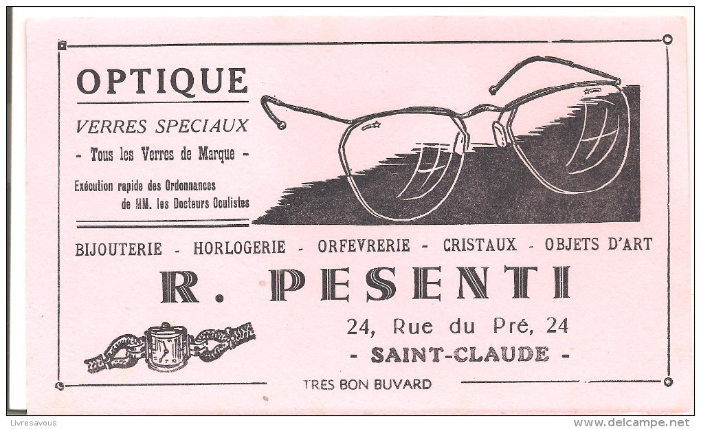 Buvard R. PRESENTI Optique, Bijouterie, Horlogerie, Orfévrerie, Cristaux 24, Rue Du Pré Saint Claude Jura - Perfume & Beauty