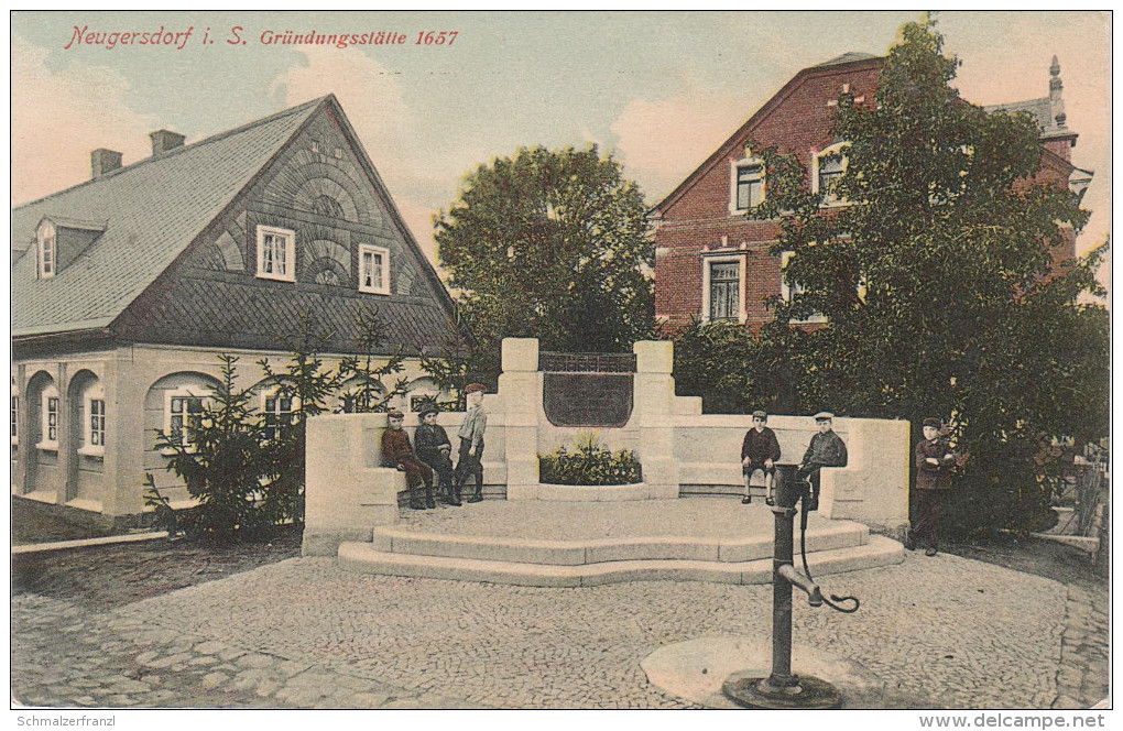 AK Oberlausitz Neugersdorf Denkmal Gründungsstätte 1657 Büttnerborn Bebel Strasse Bei Rumburg Eibau Seifhennersdorf - Neugersdorf