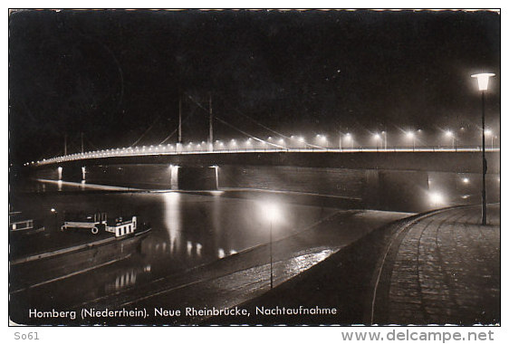 3889.   Homberg (Niederrhein). Neue Rheinbrucke, Nachtaufnahme - 1961 - FP - Small Format - Homberg