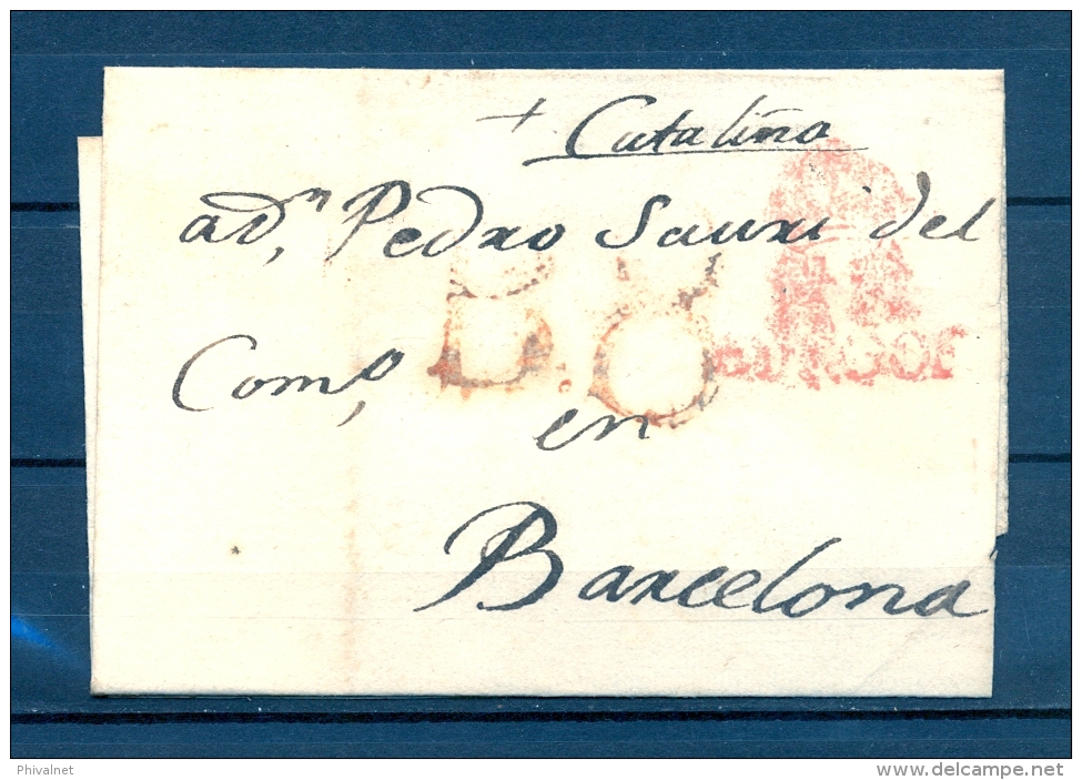 D.P. 7, 1824, BURGOS, ENVUELTA CIRCULADA A BARCELONA, MARCA PREF. Nº 11, RARA - ...-1850 Prephilately