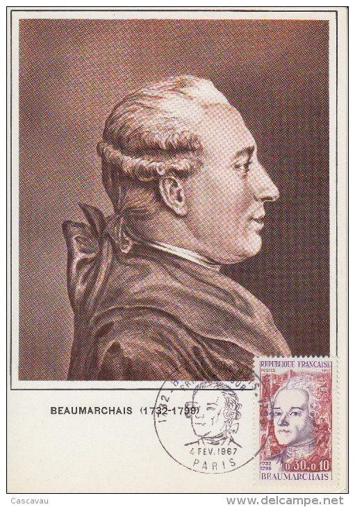 Carte   Maximum  1er  Jour    BEAUMARCHAIS    1967 - Rivoluzione Francese