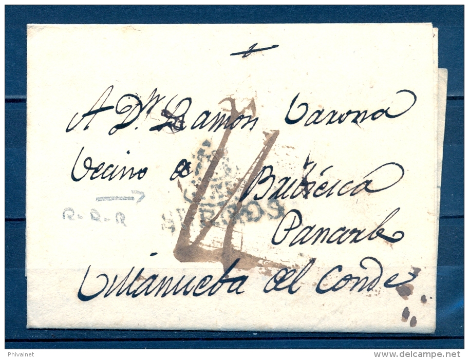 D.P. 7, 1803, BURGOS, CARTA CIRCULADA A VILLANUEVA DEL CONDE , MARCA PREF. Nº 8, RARA - ...-1850 Prefilatelia