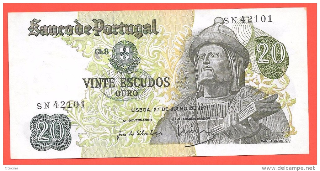 # PORTUGAL 20 Escudos Chapa 8 27/07/1971 AUNC - Portugal