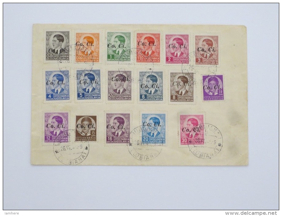 RARE! Lubiana 1941 Yugoslavian Overprinted Co.Ci. Complete Set 17 Stamps On Cover - Other & Unclassified