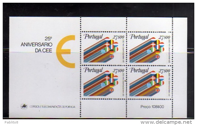 PORTOGALLO PORTUGAL 1982 EUROPA CEE 25th ANNIVERSARY 25° ANNIVERSARIO BLOCK SHEET BLOCCO FOGLIETTO BLOC FEUILLET MNH - Blocks & Kleinbögen