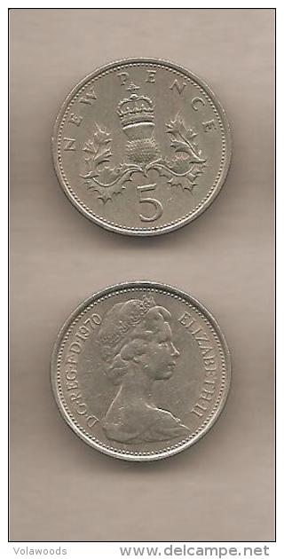 Regno Unito - Moneta Da 5 New Pence Circolata KM911 - 1970 - 5 Pence & 5 New Pence