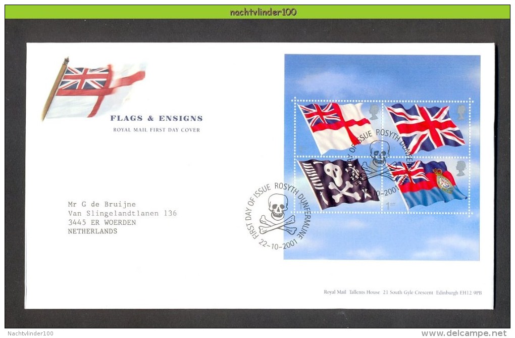 Nbd0306b VLAG FLAGS & ENSIGNS FLAGGEN 100 JAHRE U-BOOT-WAFFE DER ROYAL NAVY GREAT BRITAIN 2001 FDC - Andere & Zonder Classificatie