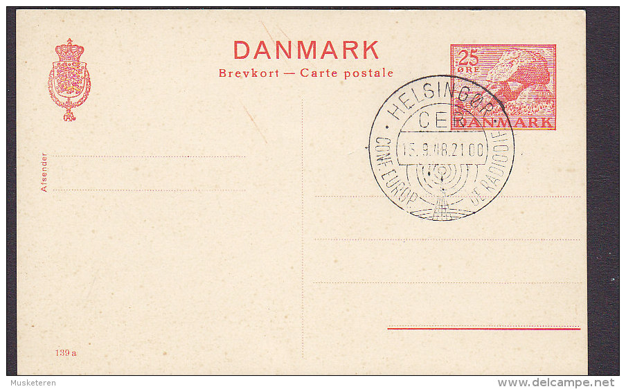 Denmark Postal Stationery Ganzsache Entier Hünengrab Sonderstempel HELSINGØR Conf. Europ. De RADIOFONIE Rundfunk Radio - Entiers Postaux