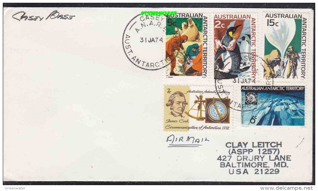 AAT 1974 Base Casey Cover To The US Ca Casey 31 Ja 74 (20334) - Storia Postale