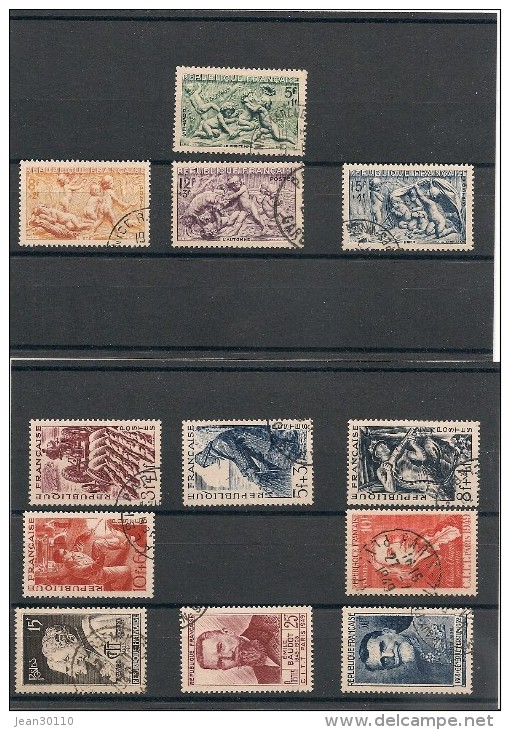 FRANCE  1949 N° Y&T : 823/826- 844/847- 859/862 Oblitérés Côte : 27,00 € - Used Stamps