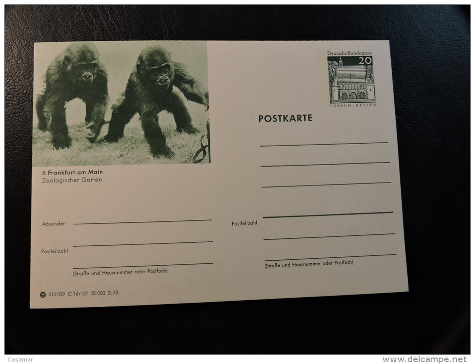 1970 Gorila  In Frankfurt Am Main Zoo Germany Postal Stationery - Gorilas