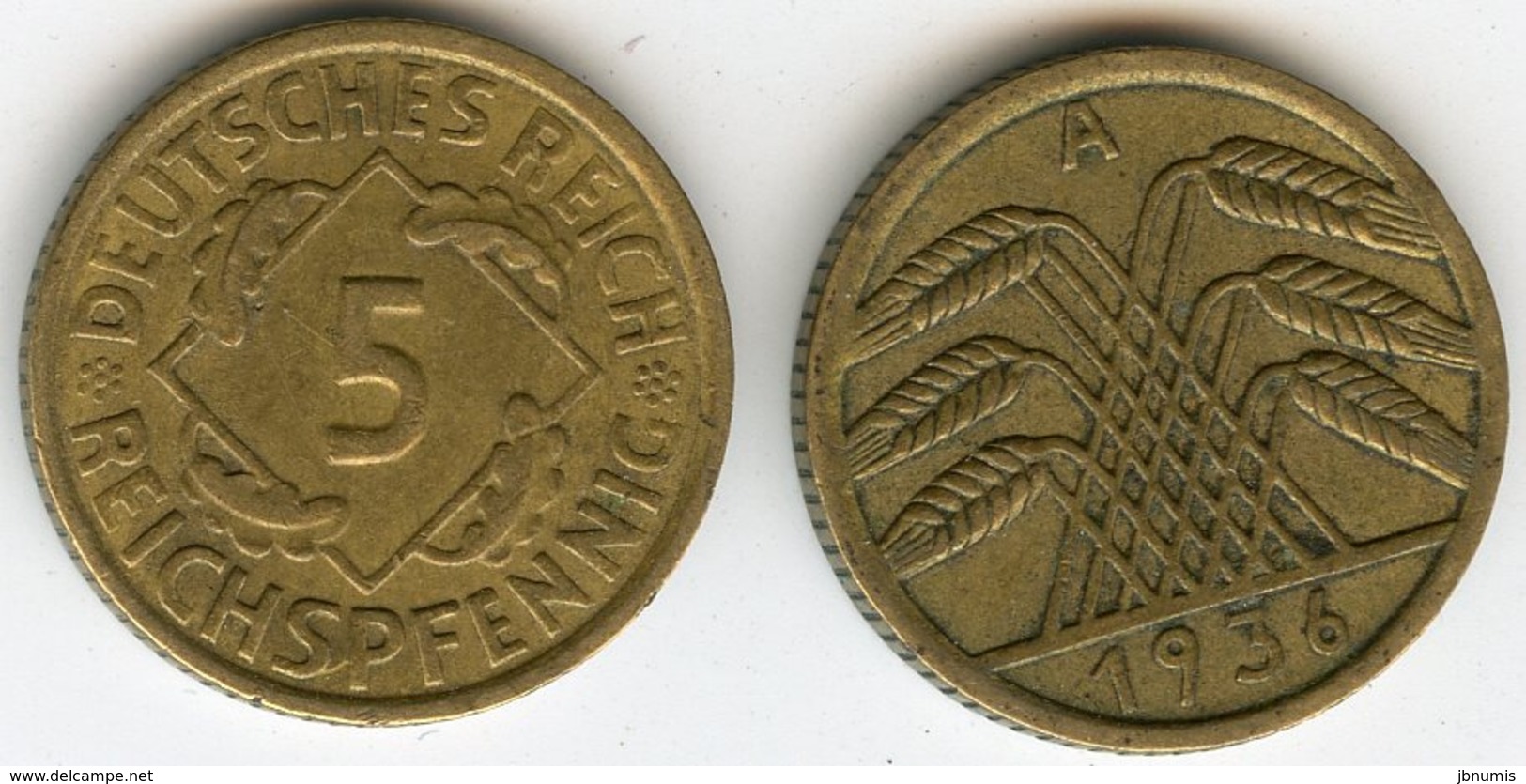 Allemagne Germany 5 Reichspfennig 1936 A J 316 KM 39 - 5 Reichspfennig