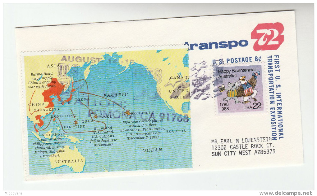 1993 Pomona  USA PHILIPPINES EXPO  EVENT Stamps COVER Illus WWII MAP JAPAN INVADE PHILIPPINES - WW2