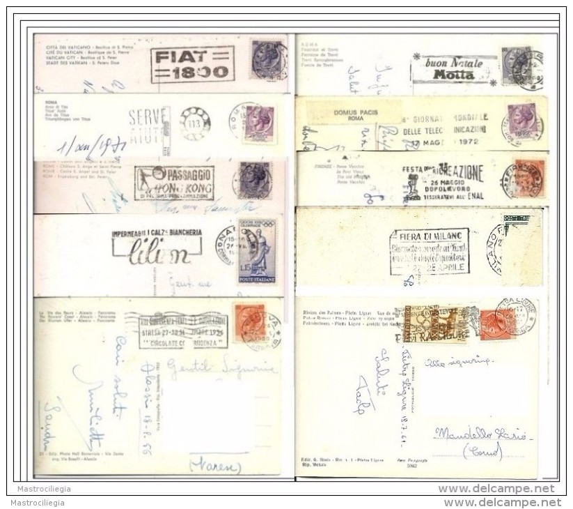 Storia Postale  Annulli A Targhetta  Differenti  Su Cartoline  B - 1946-60: Storia Postale
