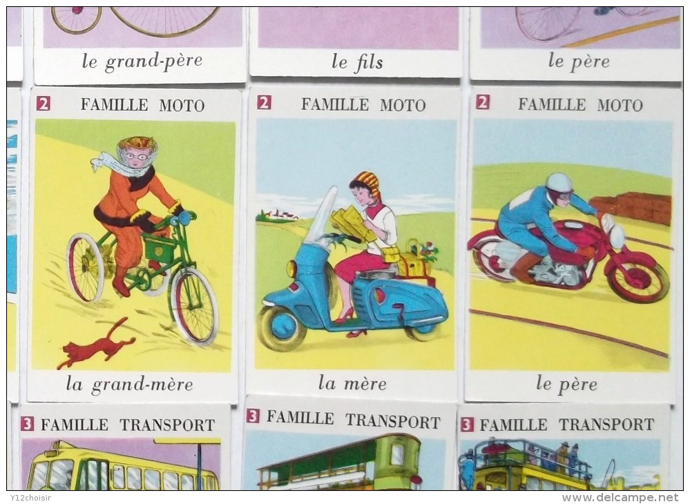 ANCIEN JEU DE CARTES 7 SEPT FAMILLES CITROEN DS ID VELO CYCLISME MAILLOT JAUNE VESPAS HELICO SCOOTER TRAIN SNCF PAQUEBOT - Autres & Non Classés