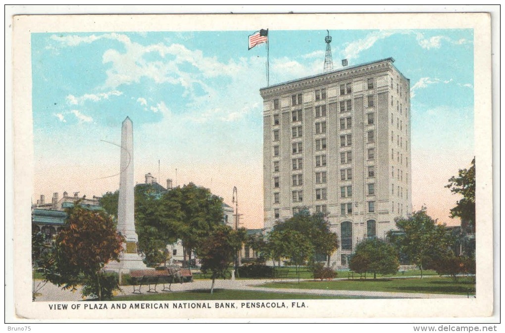 View Of Plaza And American National Bank, Pensacola, Fla. - Pensacola