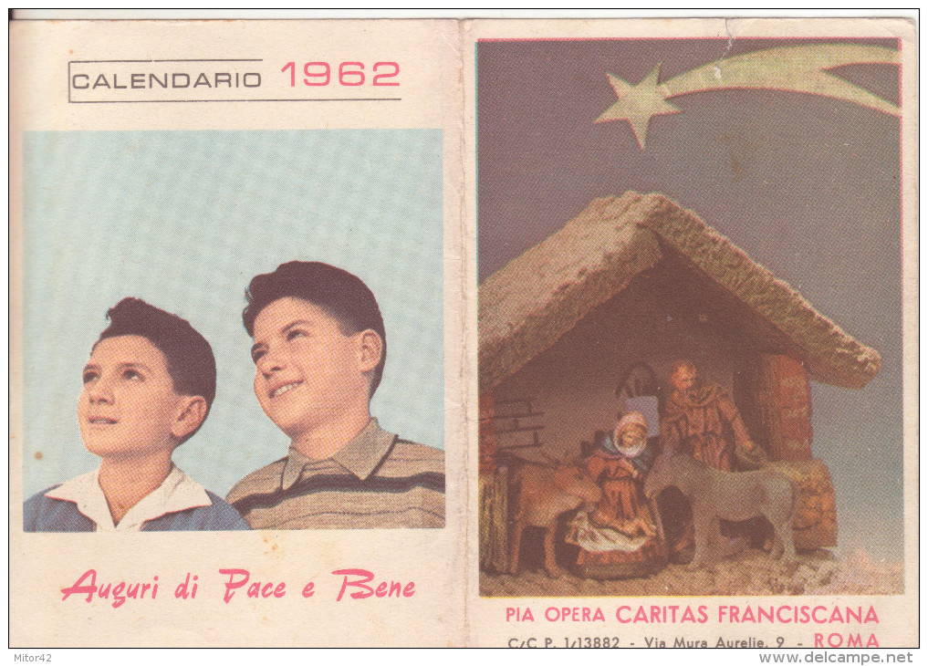 32-Calendarietto Pia Opera Caritas Francescana 1962-Religione: Natività-Presepe - Formato Piccolo : 1961-70