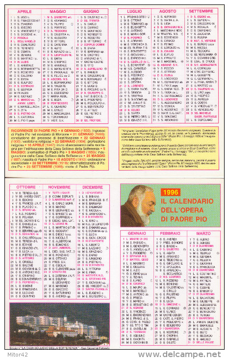 44-Calendarietto Padre Pio-Religione-1996-Plastificato-Fior Di Stampa - Formato Piccolo : 1991-00