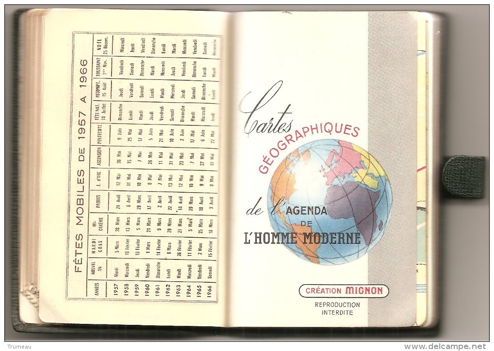 AGENDA DE L'HOMME MODERNE  Creation Agenda Mignon ANNEE 1956 - Terminkalender Leer