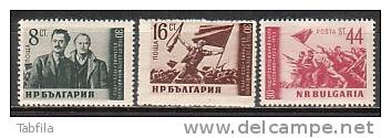 BULGARIA / BULGARIE - 1953 - 30an Des Emeutes De Septembre - 3v** - Neufs