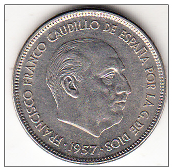 ESPAÑA 1957 .ESTRELLA 75    25 PESETAS .NUEVA  SIN CIRCULAR.RARA . CN4220 - 25 Peseta